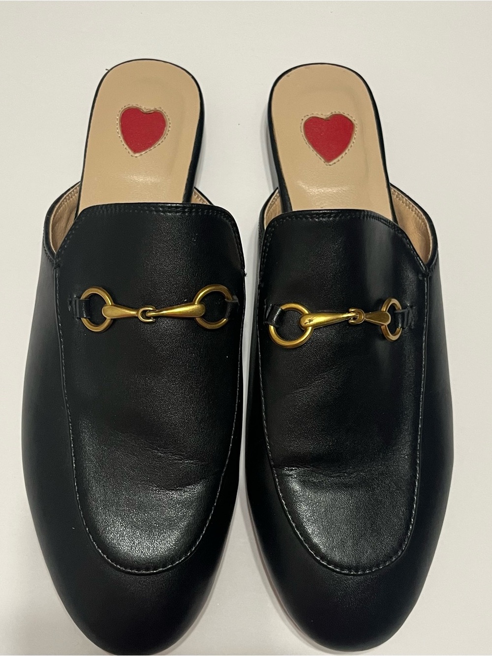 Black Leather Slip-On Loafers with Gold Horsebit